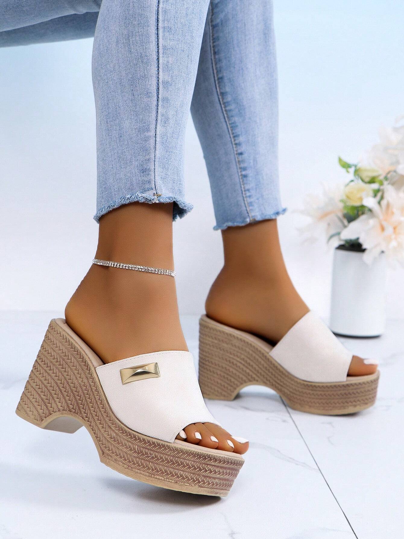 Elegant Platform Wedge Slides