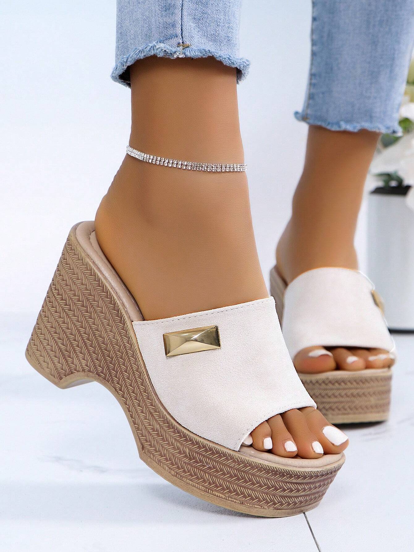 Elegant Platform Wedge Slides
