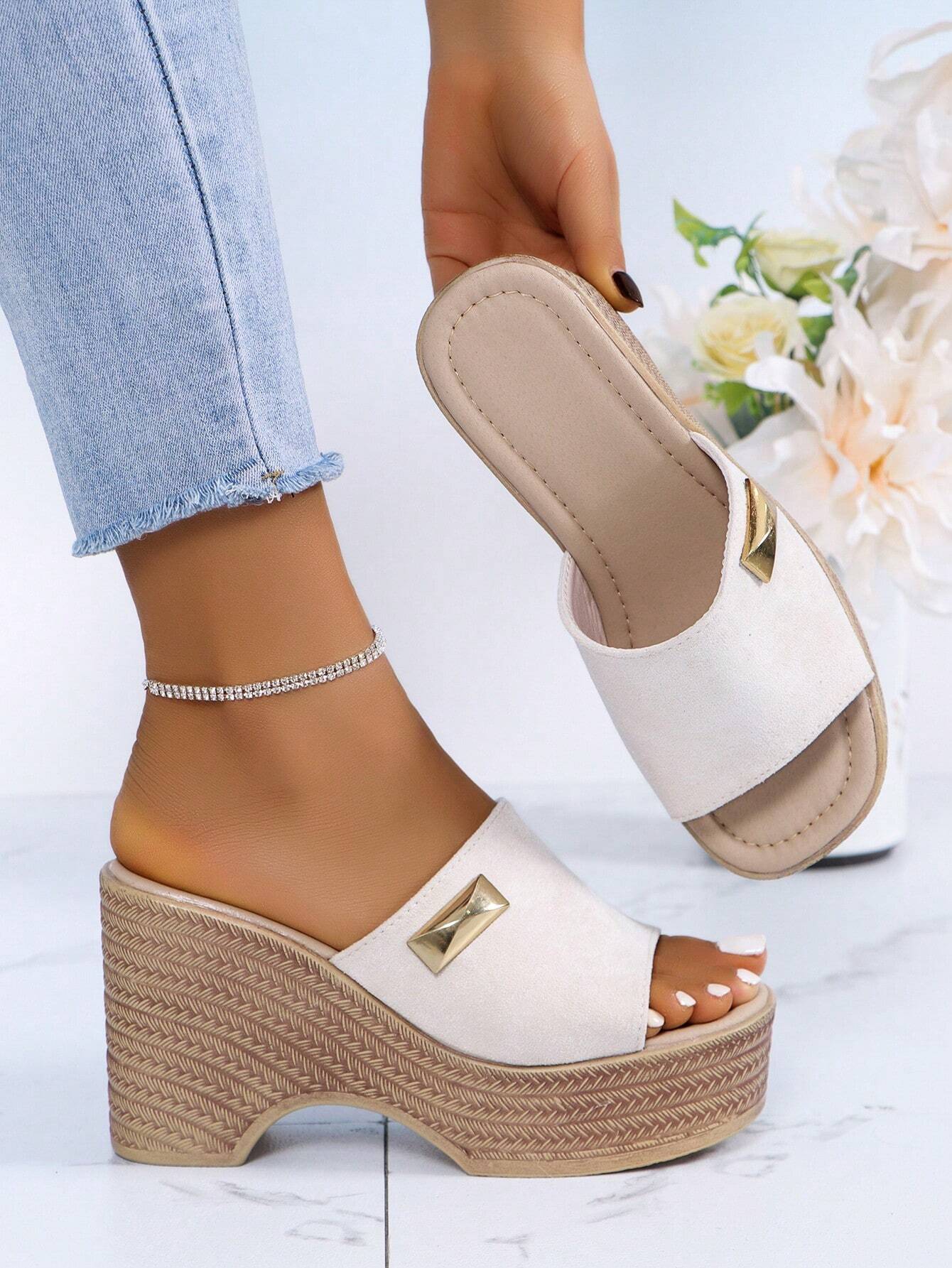 Elegant Platform Wedge Slides