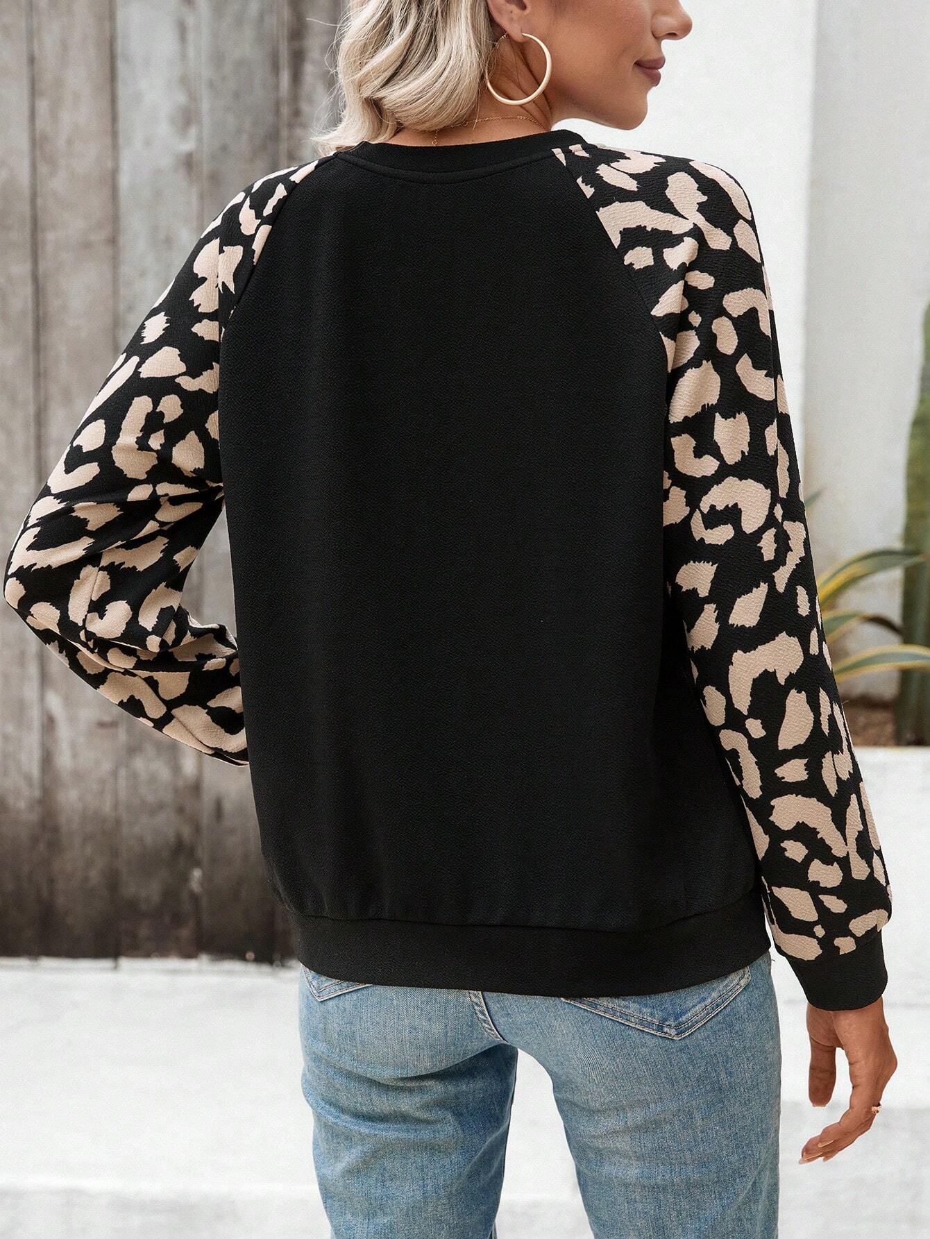 Leopard Sleeve Pullover