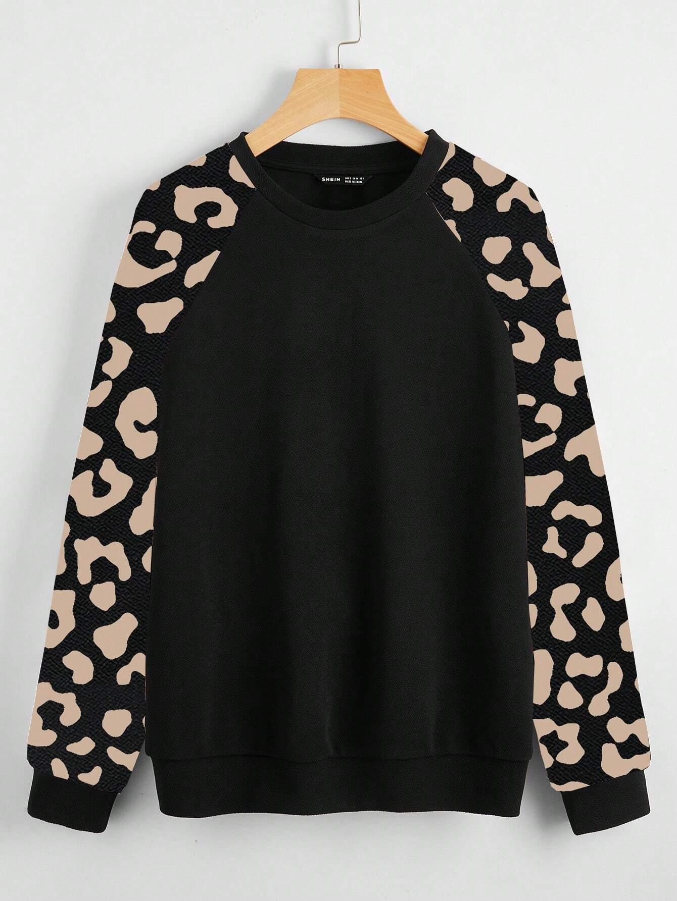 Leopard Sleeve Pullover