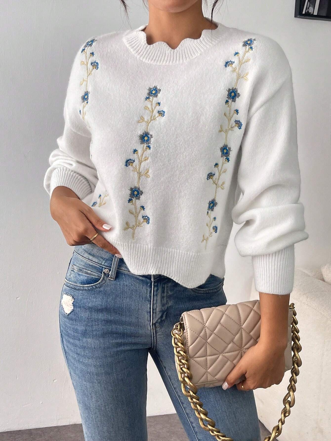 Floral Embroidered Sweater