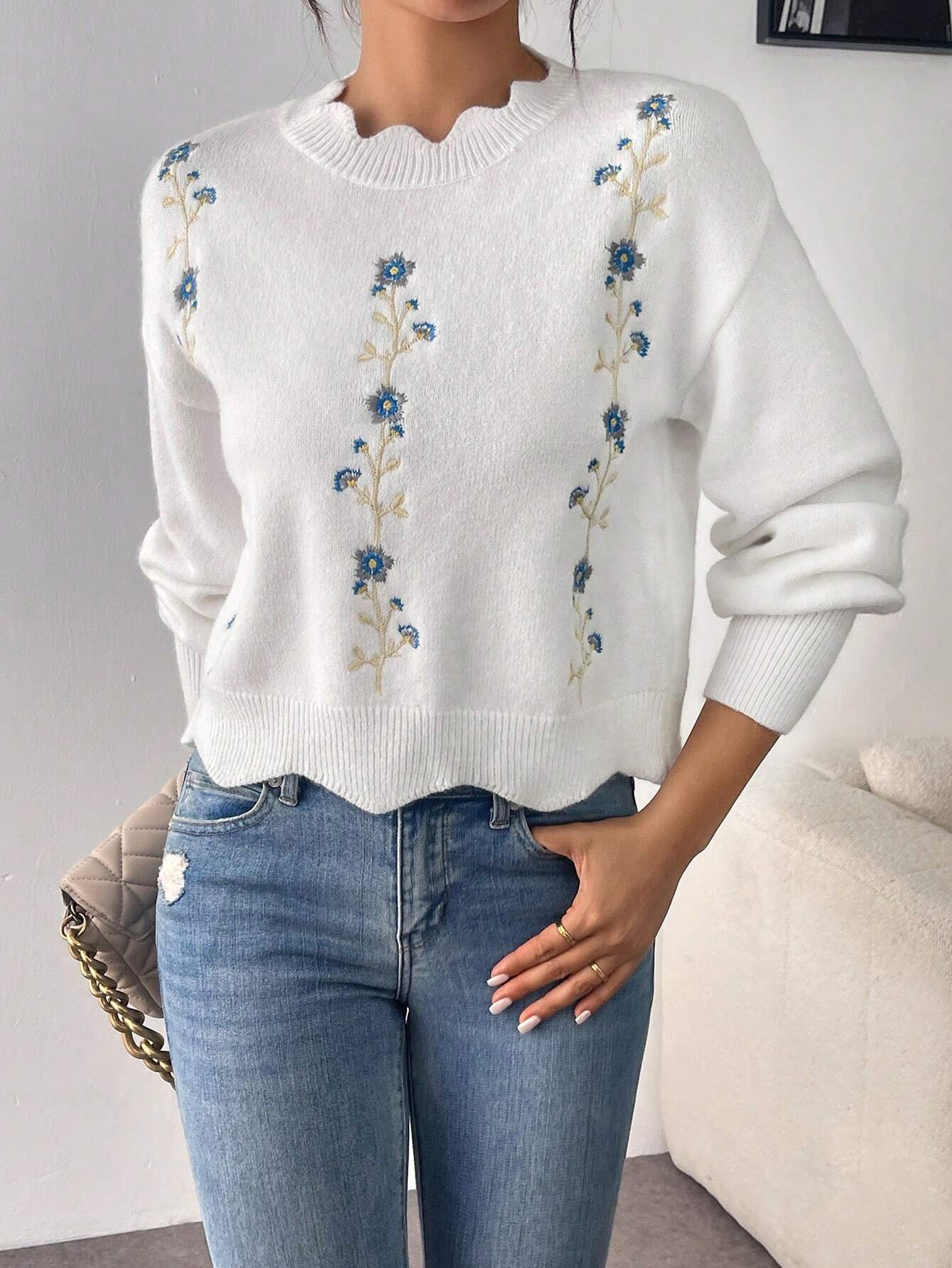 Floral Embroidered Sweater