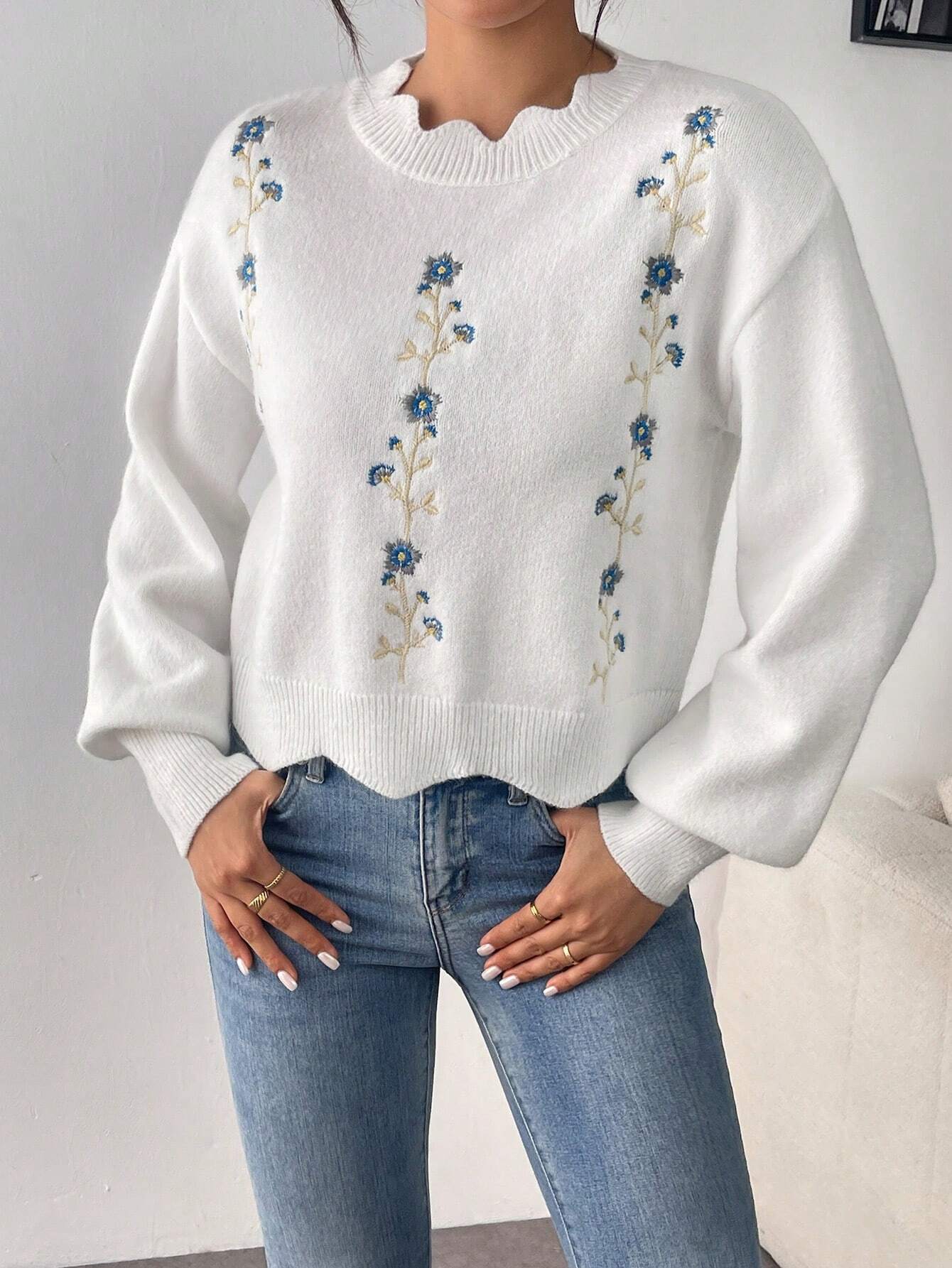 Floral Embroidered Sweater