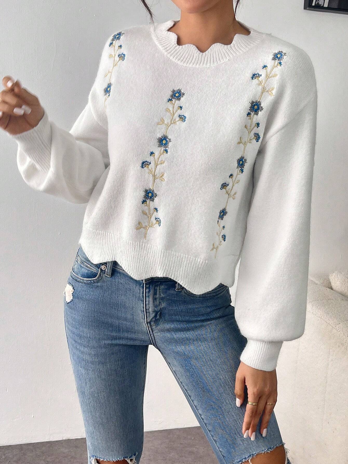 Floral Embroidered Sweater