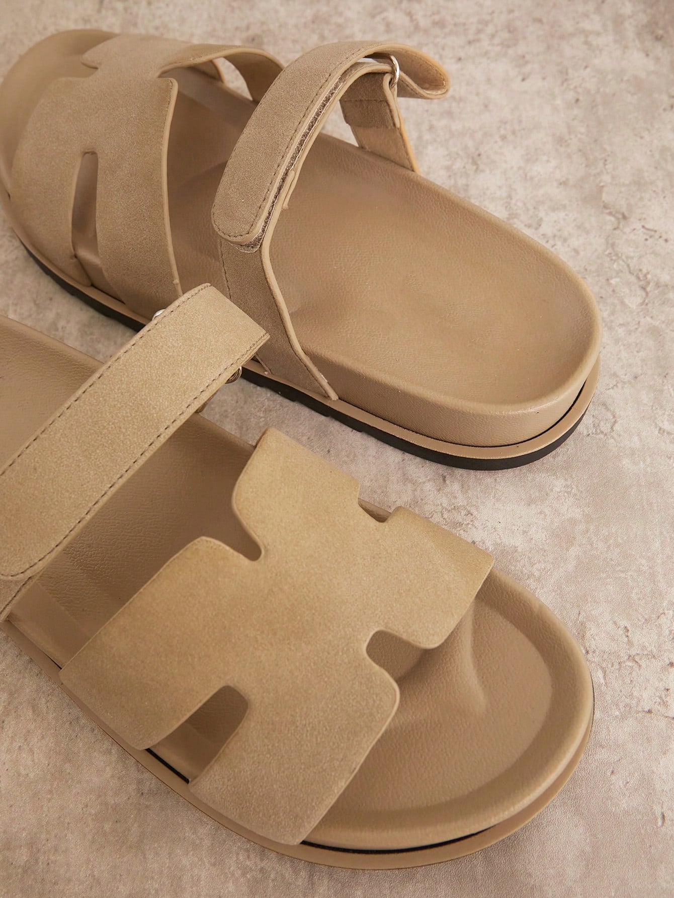 tan suede comfort slides