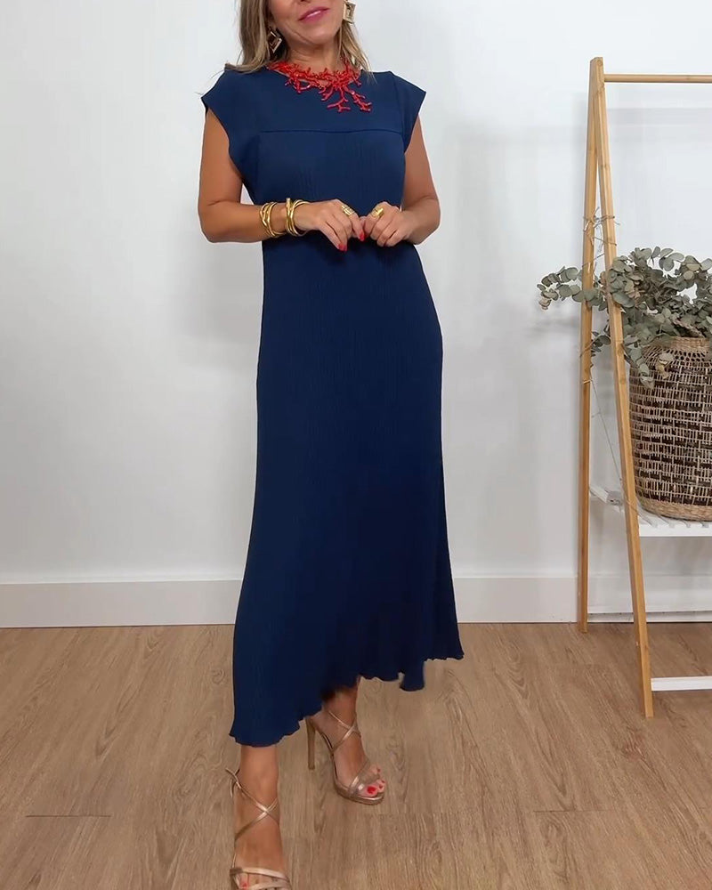 Pleated Sleeveless Dress