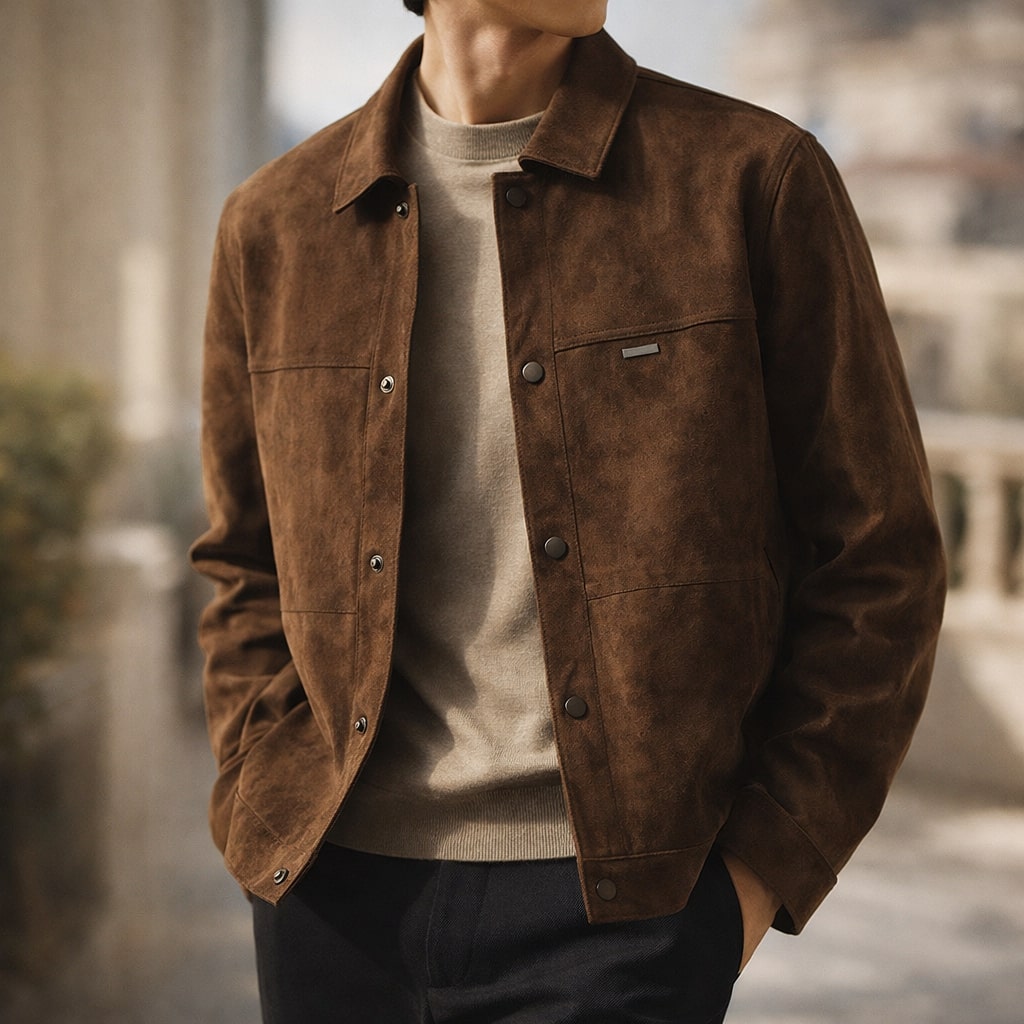 Anton Suede Texture Leather Jacket