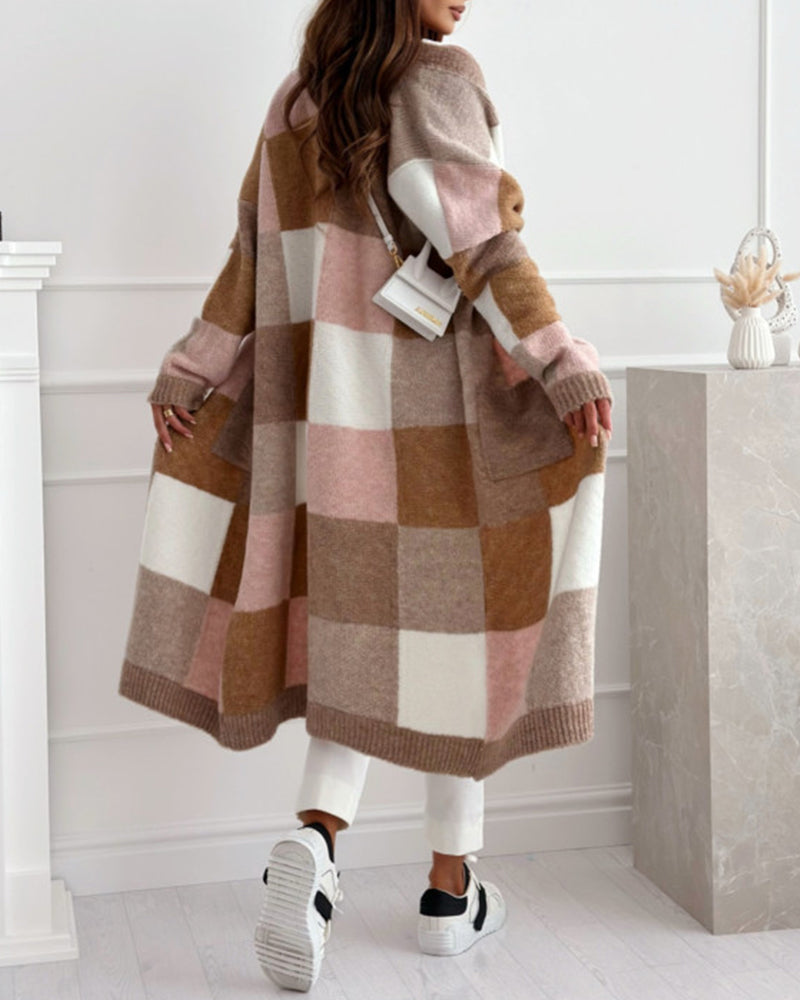 PlaidEase Pocket Cardigan