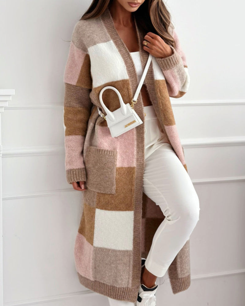 PlaidEase Pocket Cardigan