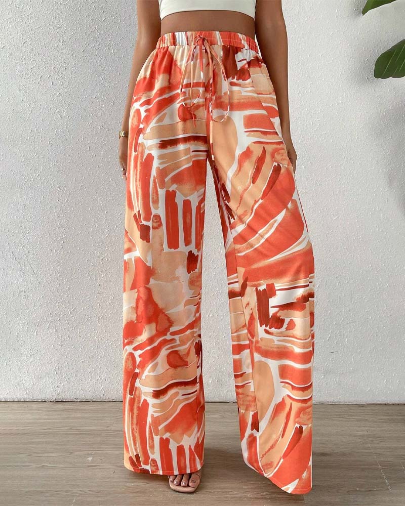 PrintFlow Wide Leg Trousers