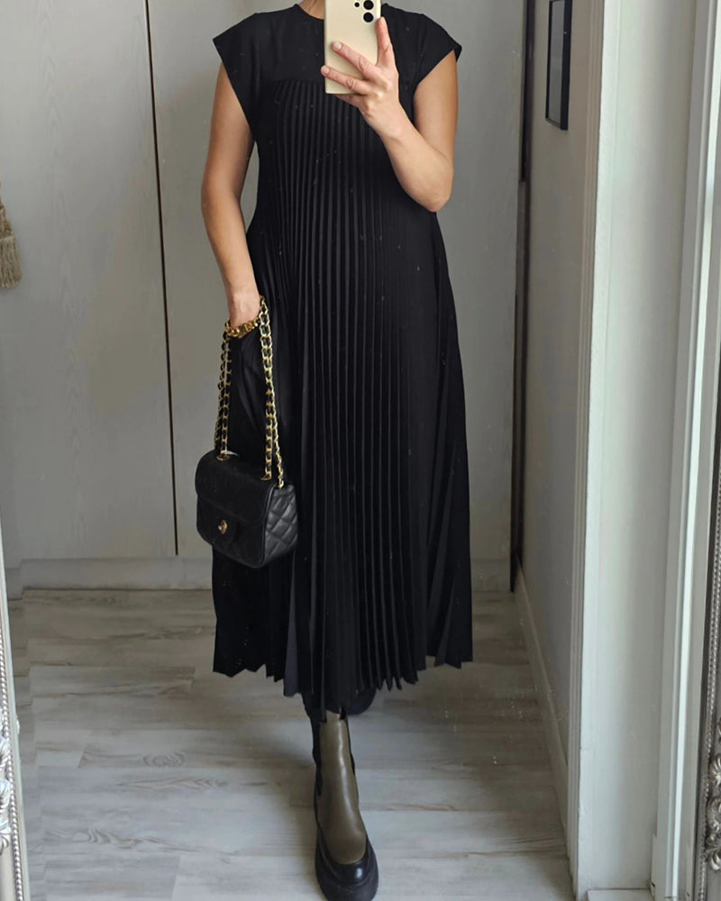Pleated Sleeveless Dress