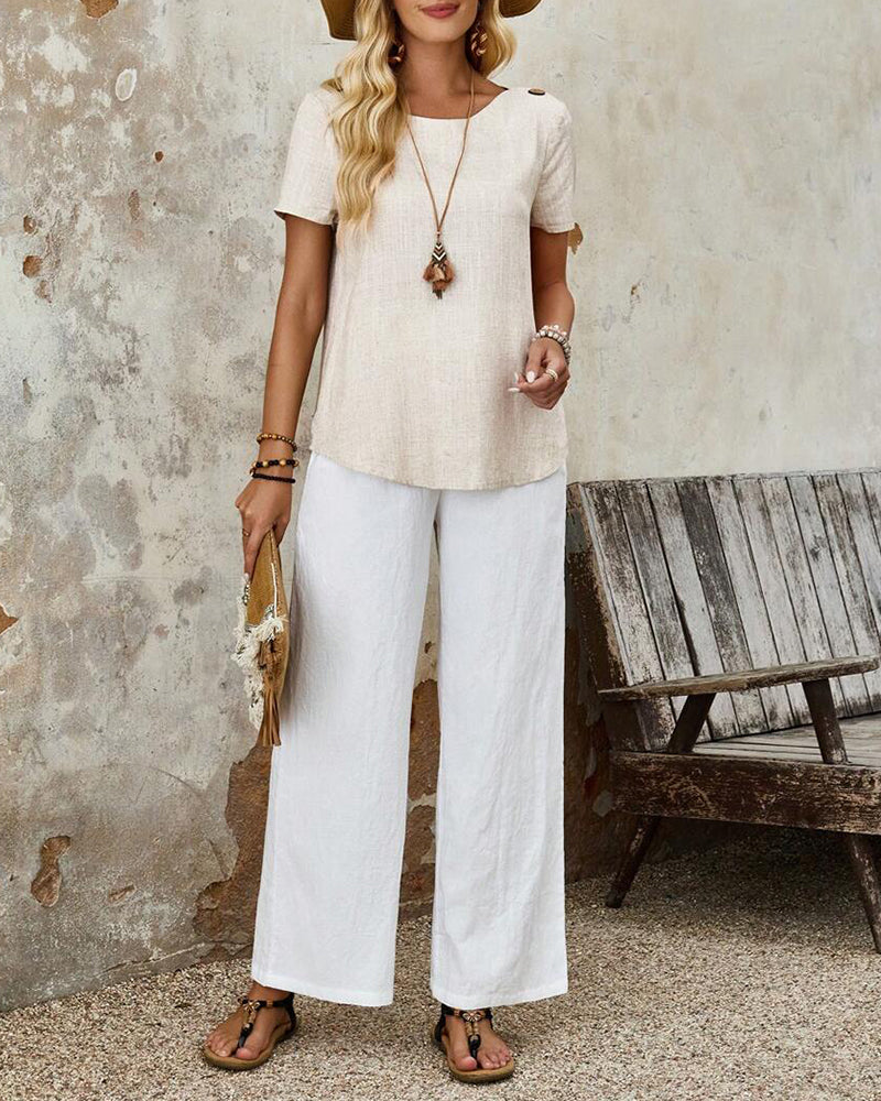 BreezyBlend Linen Tee