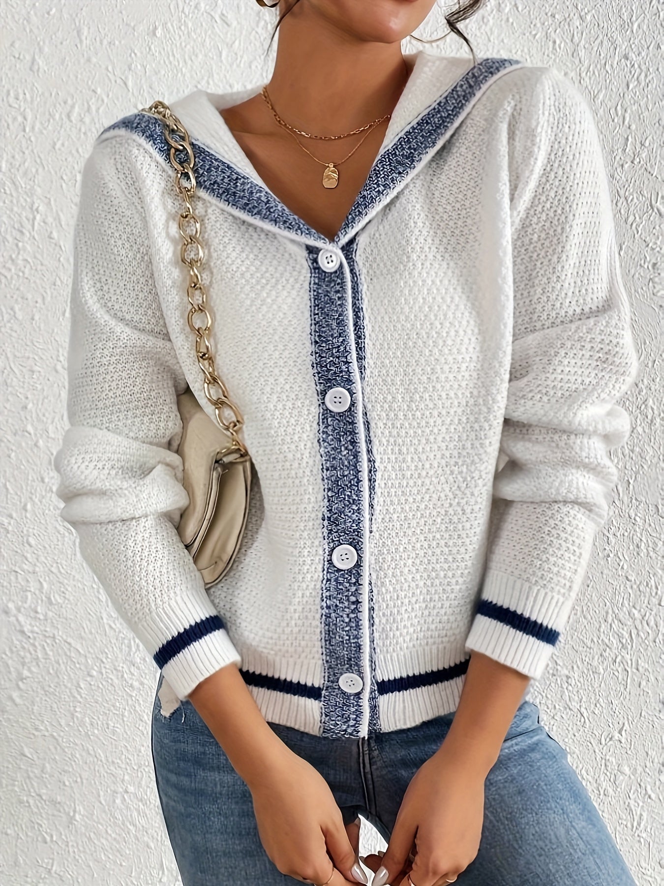 Varsity Trim Hooded Cardigan