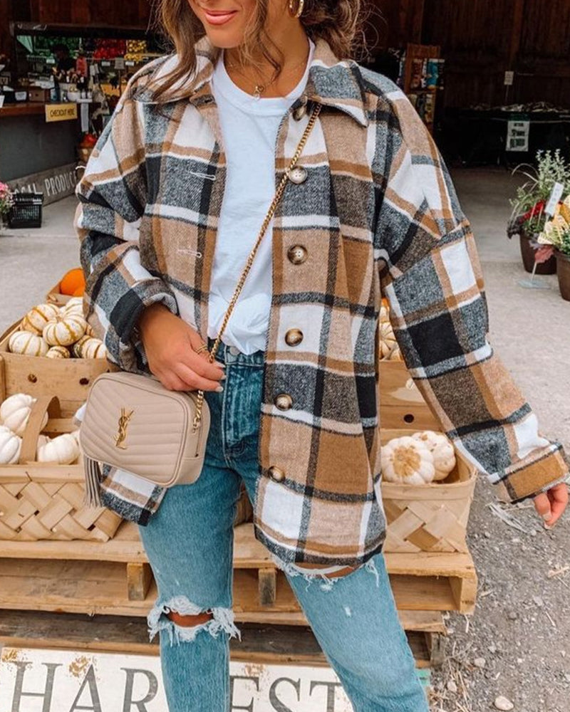 PlaidEase Button-Up Jacket