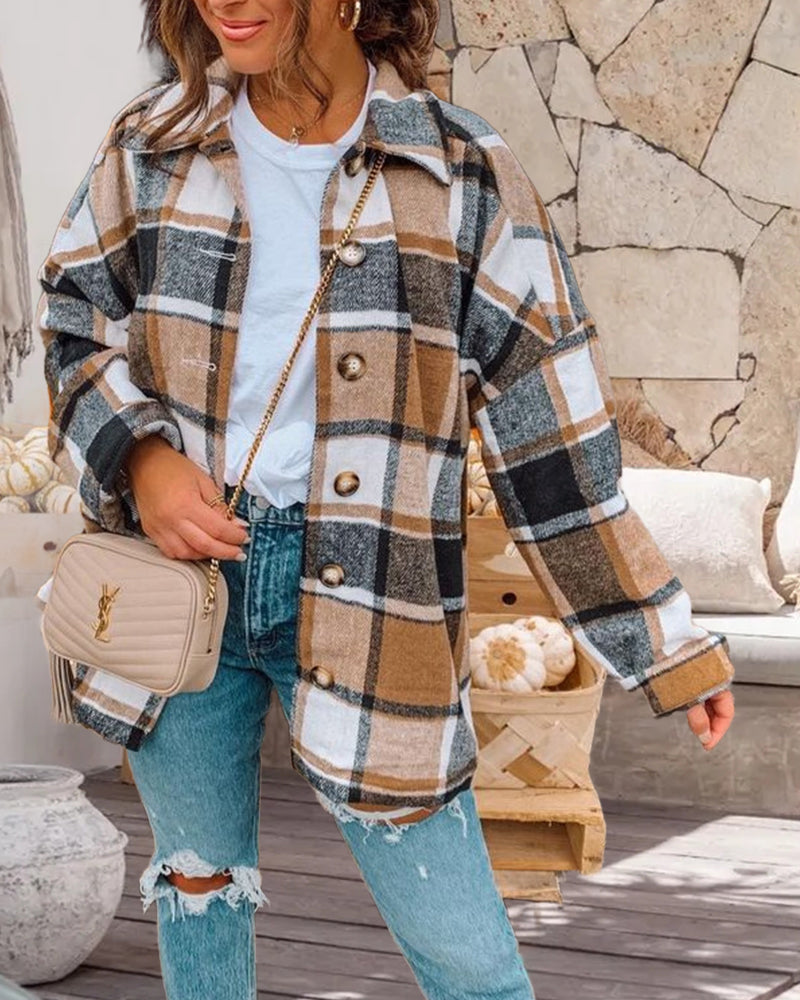 PlaidEase Button-Up Jacket