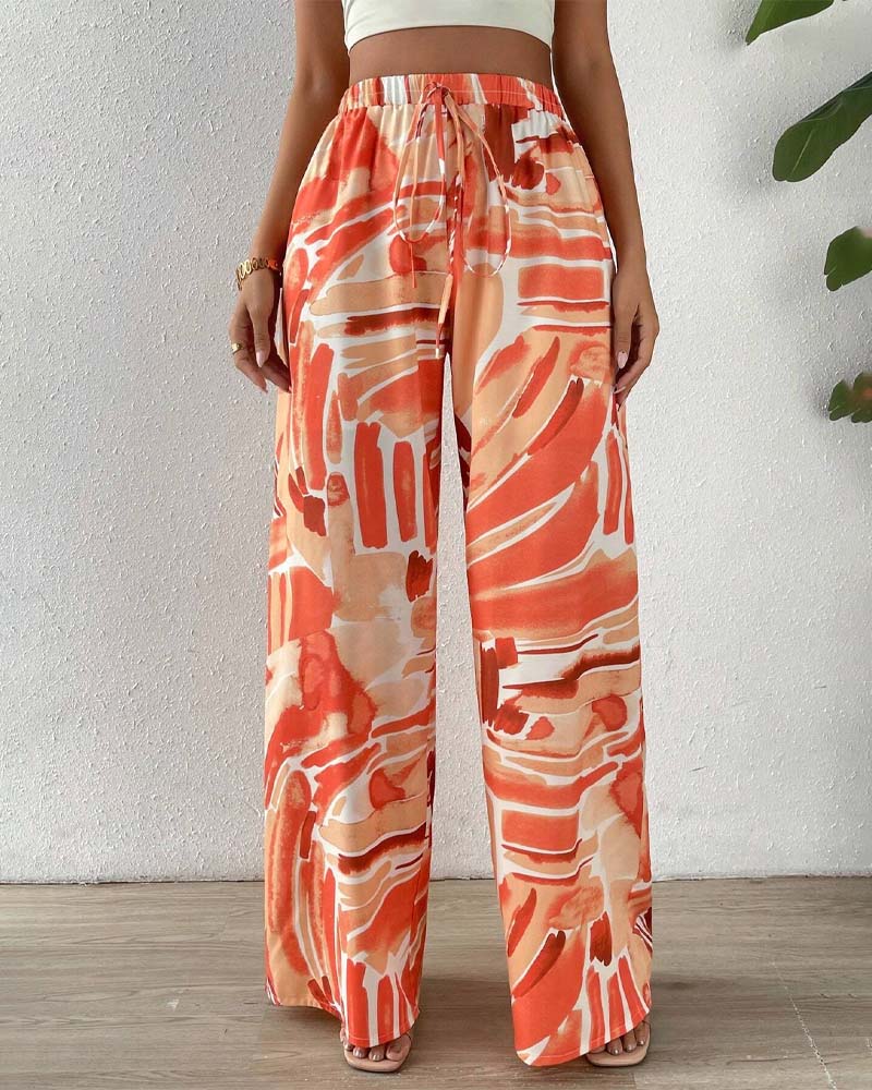 PrintFlow Wide Leg Trousers