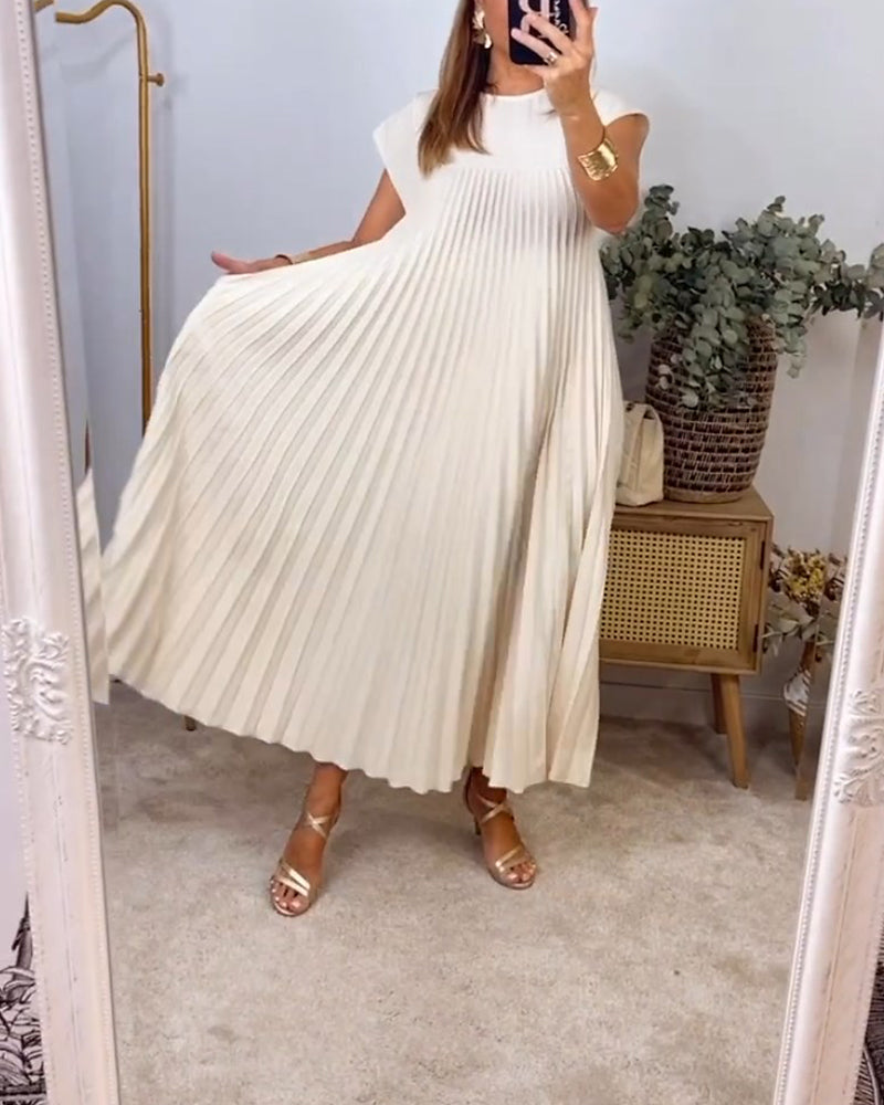Pleated Sleeveless Dress