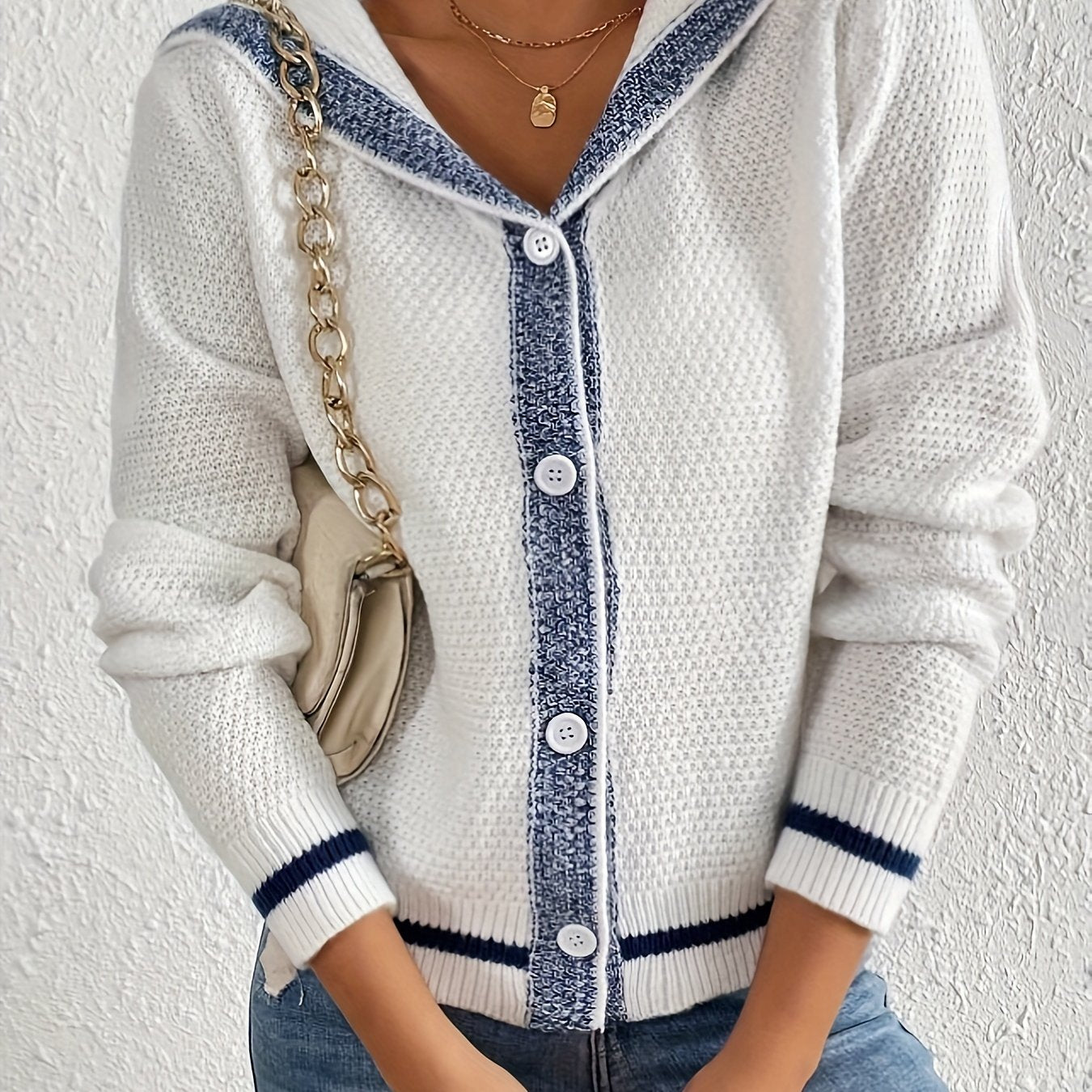 Varsity Trim Hooded Cardigan