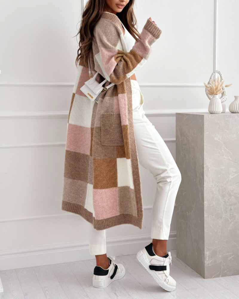PlaidEase Pocket Cardigan