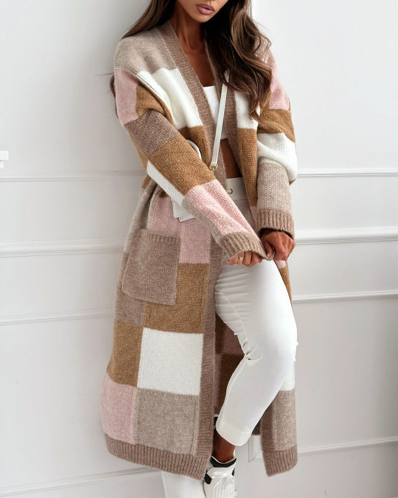 PlaidEase Pocket Cardigan