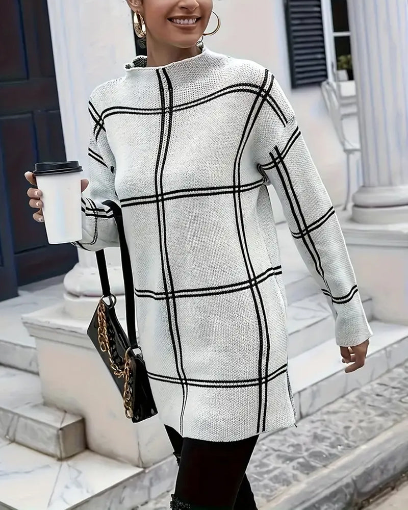 Split Collar Striped Sweater