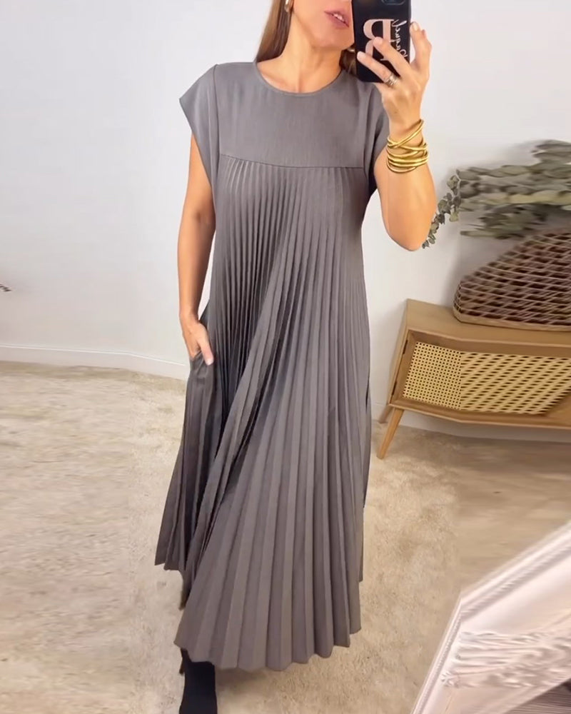 Pleated Sleeveless Dress
