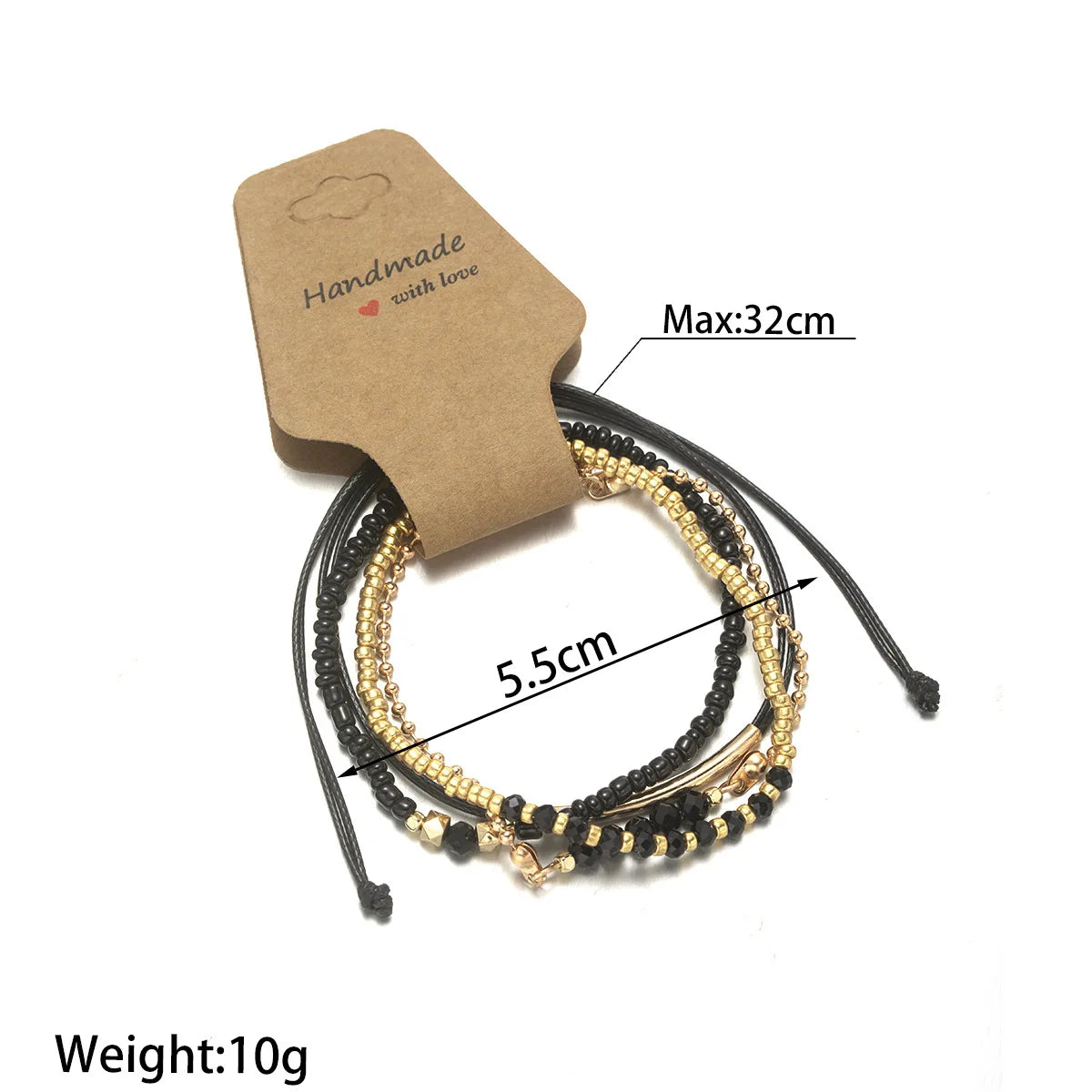 Black & Gold Beaded Bracelet Set