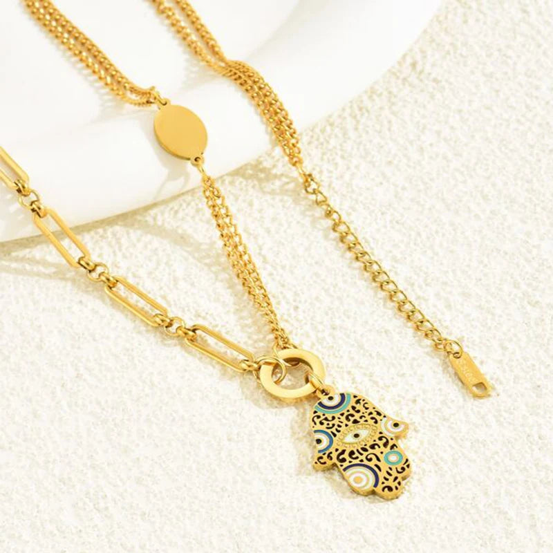 Hamsa Evil Eye Necklace