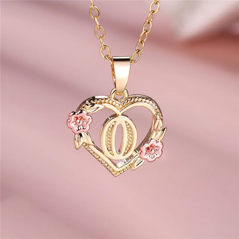 Letter Flower Pendant Necklace