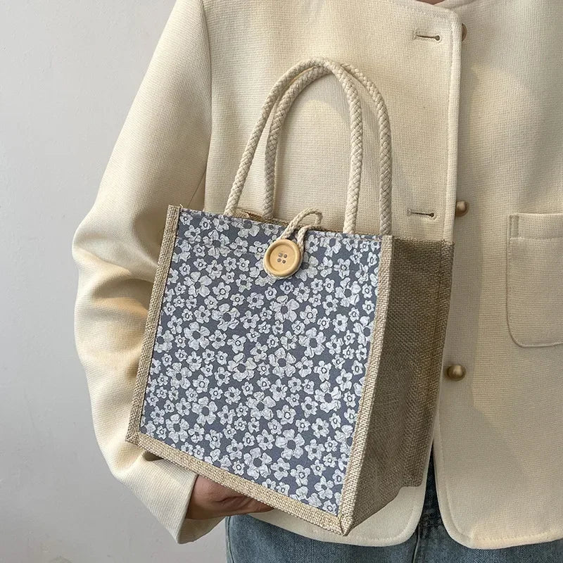 Luxe Floral Jute Tote