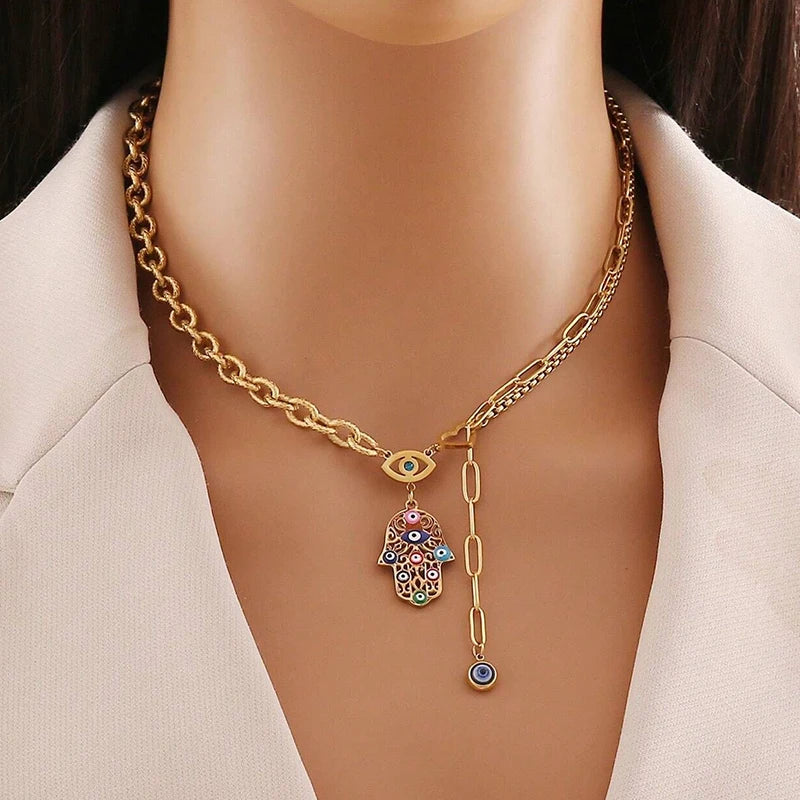 Hamsa Evil Eye Necklace
