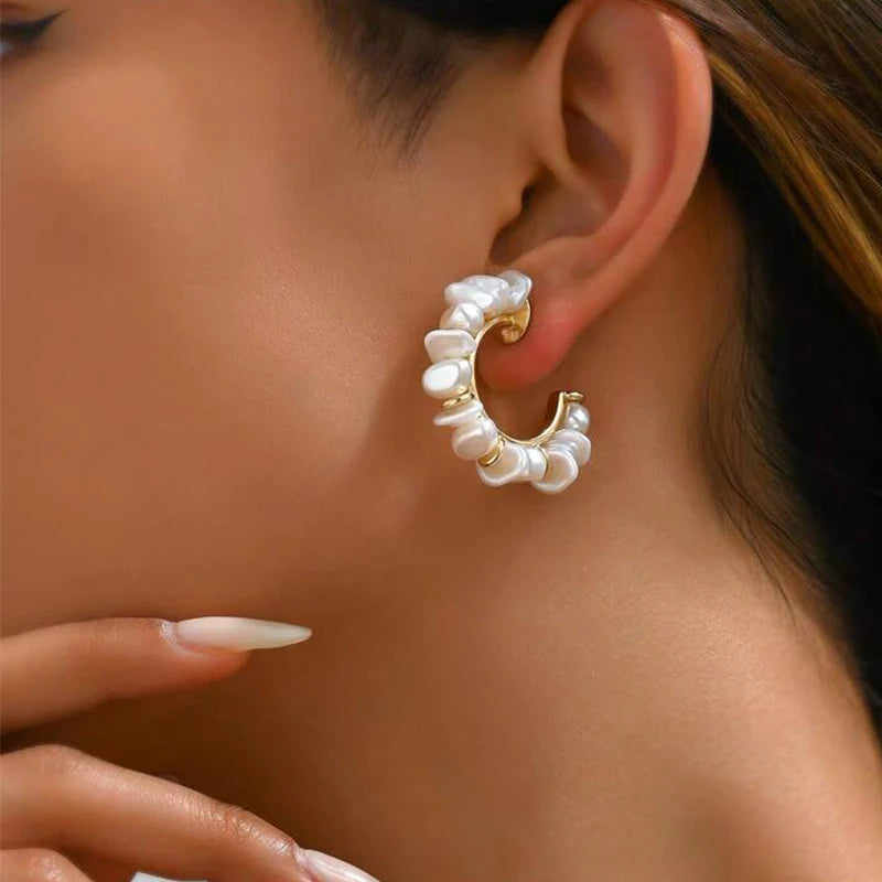 Luxe Pearl Hoop Earrings