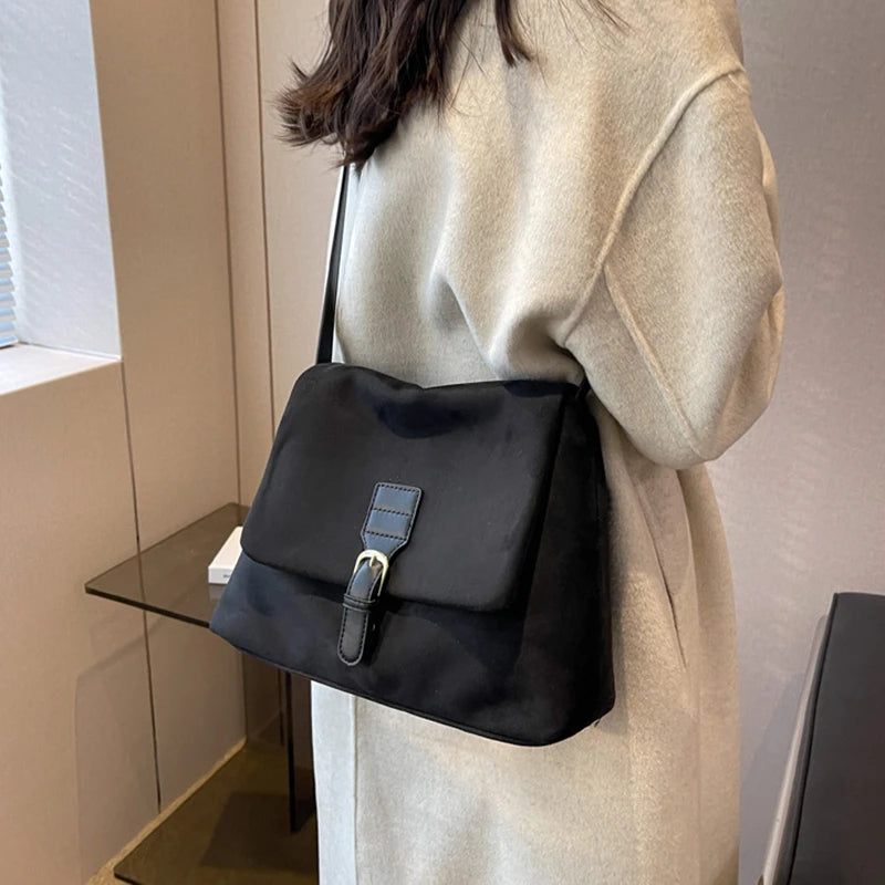 Vintage Buckle Suede Crossbody
