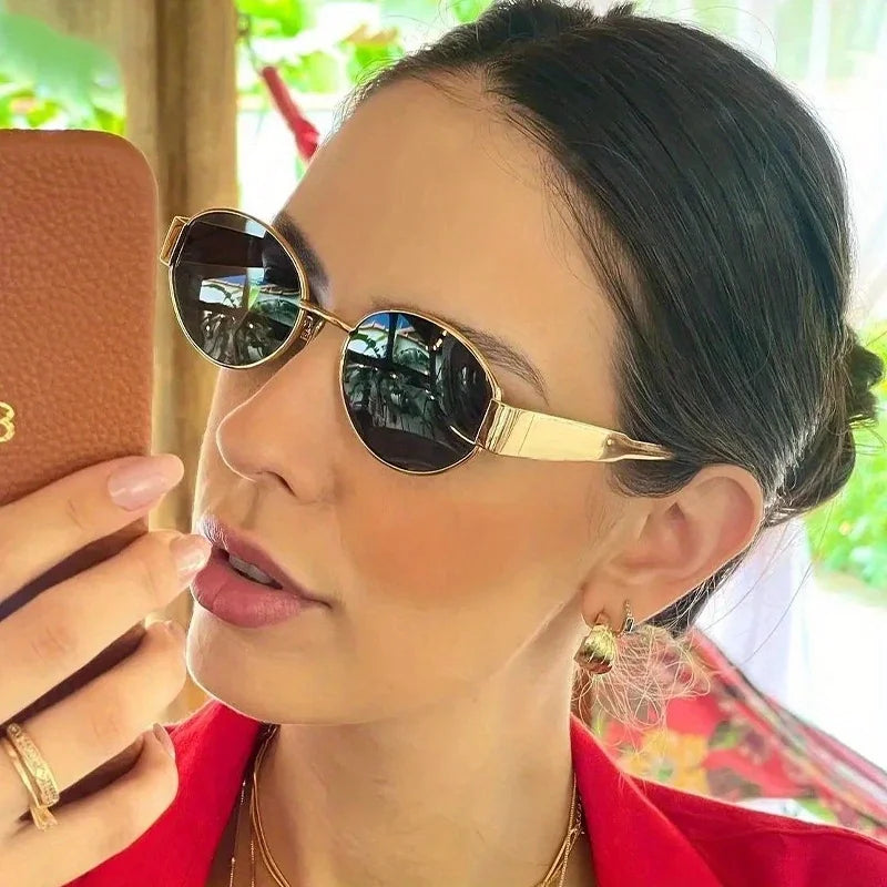 Gold-Toned Retro Sunglasses