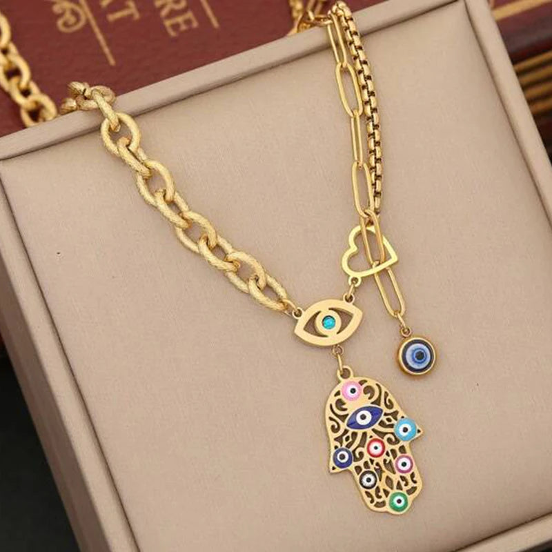 Hamsa Evil Eye Necklace