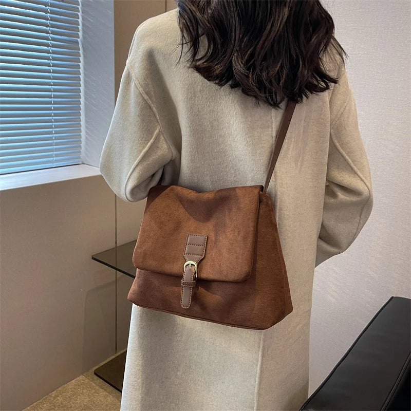 Vintage Buckle Suede Crossbody