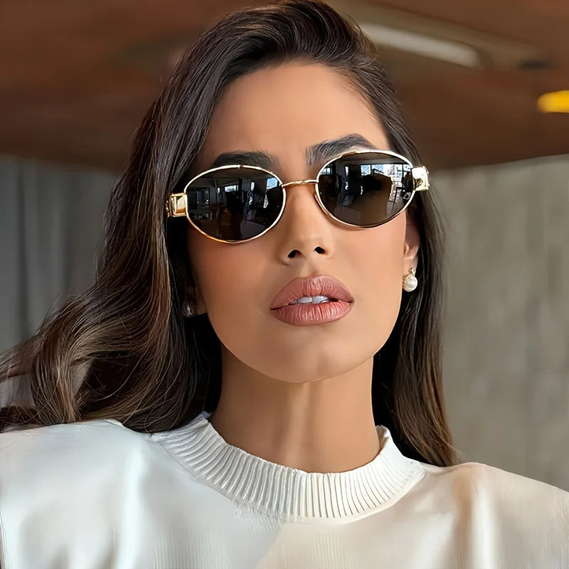 Gold-Toned Retro Sunglasses