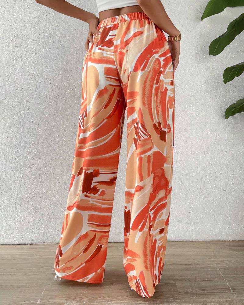 PrintFlow Wide Leg Trousers