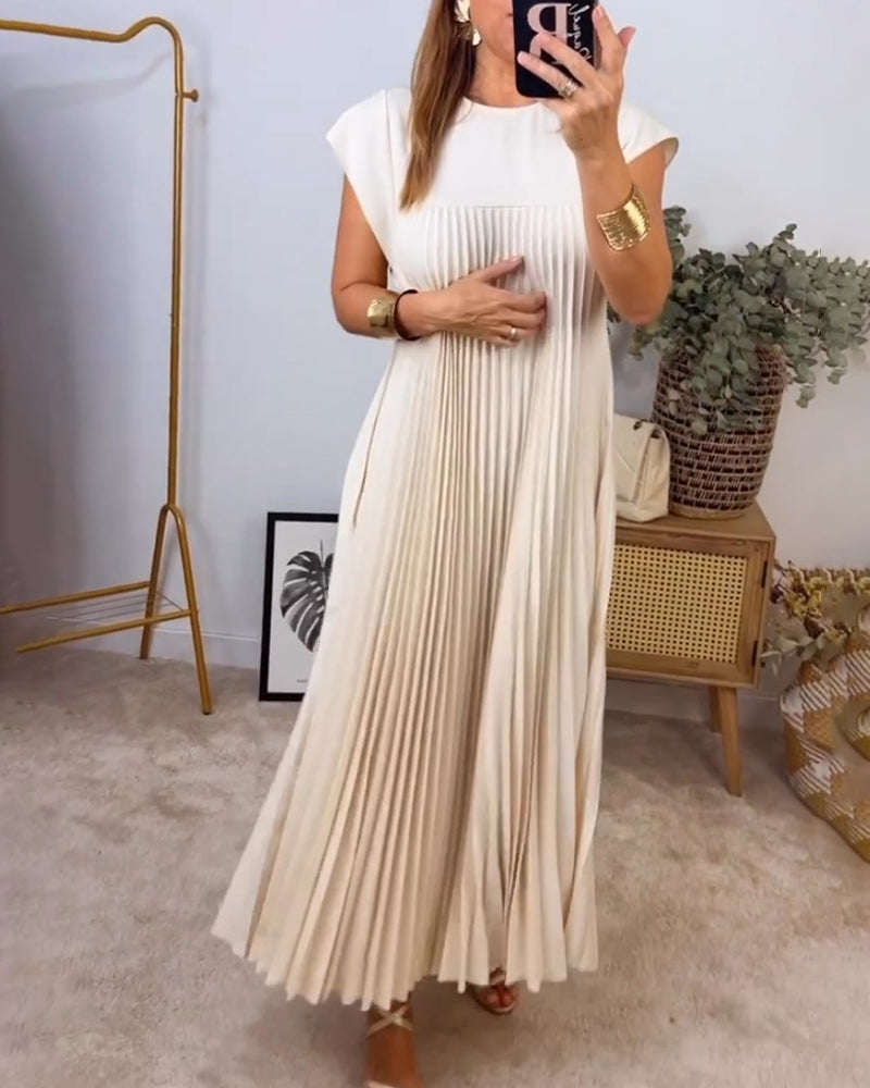 Pleated Sleeveless Dress