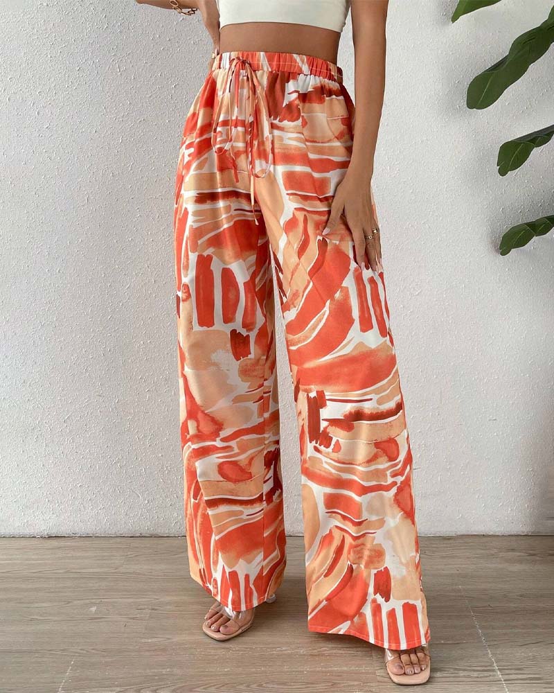 PrintFlow Wide Leg Trousers