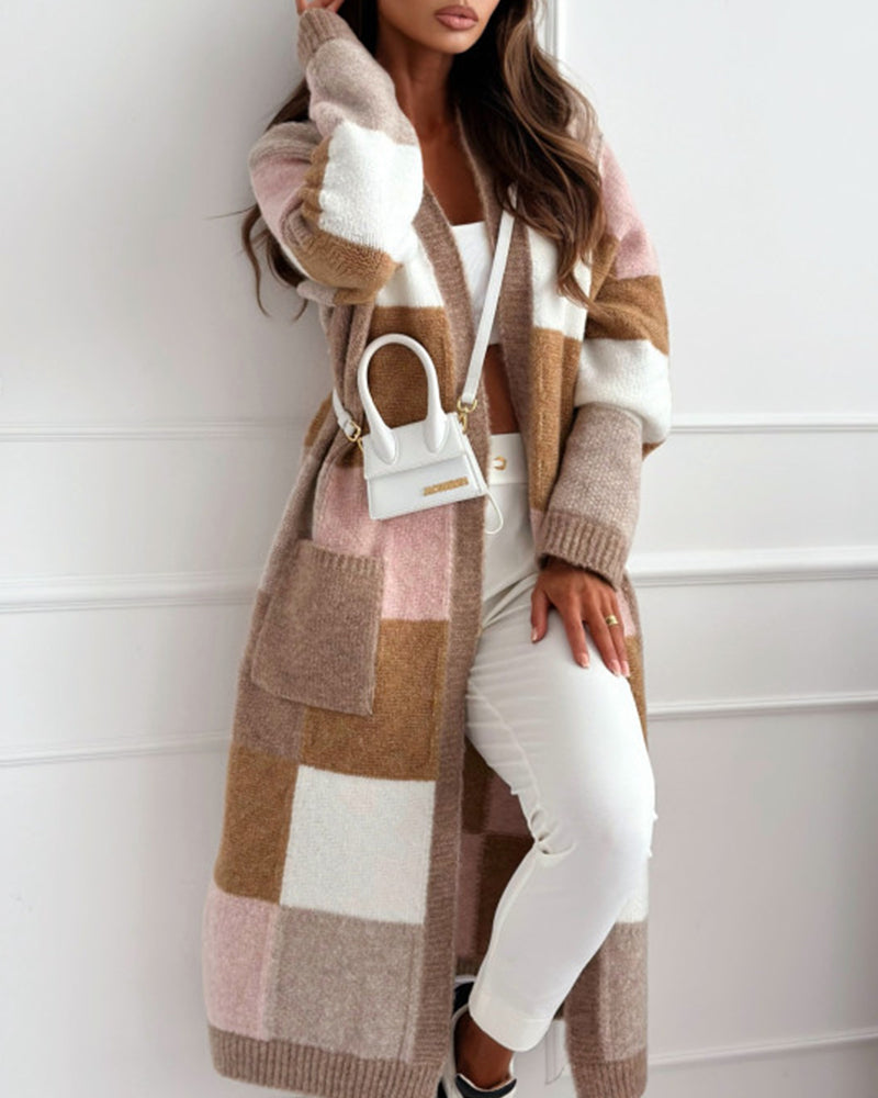 PlaidEase Pocket Cardigan