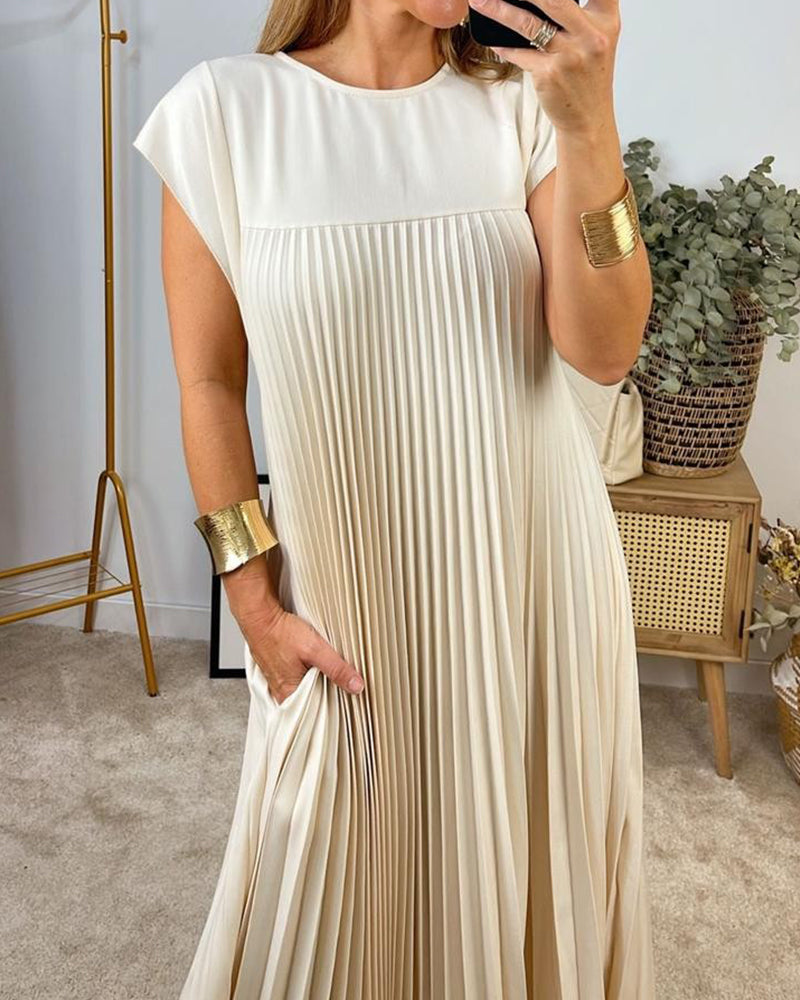 Pleated Sleeveless Dress