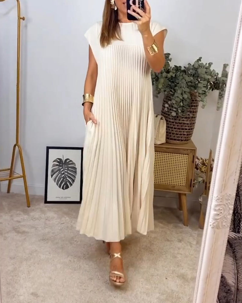 Pleated Sleeveless Dress