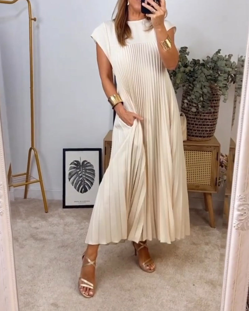 Pleated Sleeveless Dress