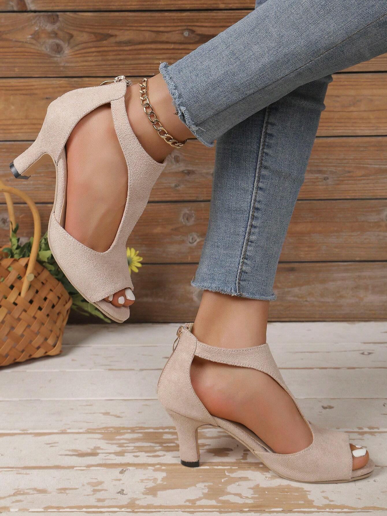 blush open-toe heels