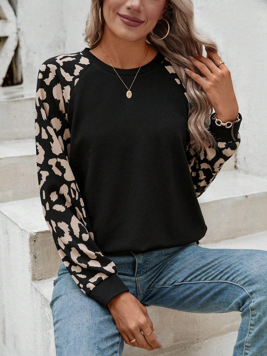 Leopard Sleeve Pullover