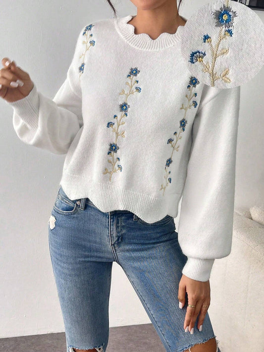 Floral Embroidered Sweater