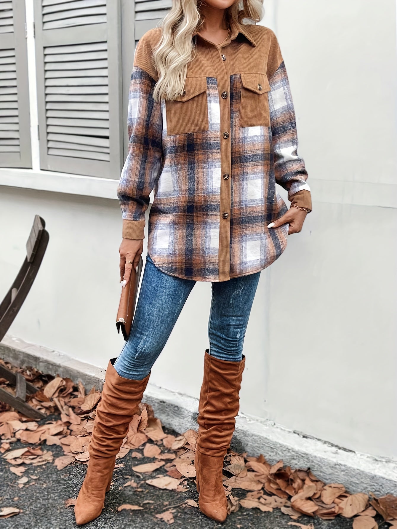 HARLOW CORDUROY PLAID SHACKET