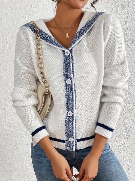 Varsity Trim Hooded Cardigan